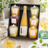 国産果実ゼリー6種とノンアルコールシードル（ハーフボトル）化粧箱入り