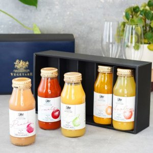 画像1: 国産ストレート100%ジュース＆ネクター5本セット（フルーツ＆トマト）（化粧箱入り）