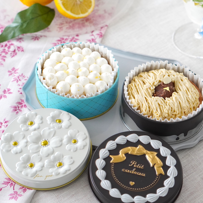 幸せの缶ケーキ(国産レモンチーズケーキタルト＆熟成和栗のモンブラン)【２缶セット】