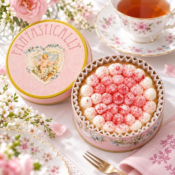 画像1: 幸せの缶ケーキ(あまおう苺のベリーチーズケーキタルト)【SALE】 (1)