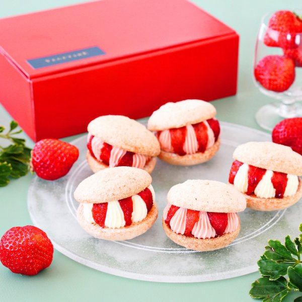 画像1: 苺のダックワーズバターサンド2種5個入り（化粧箱入り） (1)