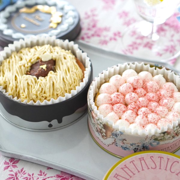 画像2: 幸せの缶ケーキ(あまおう苺のベリーチーズケーキタルト＆熟成和栗のモンブラン)【２缶セット】 (2)