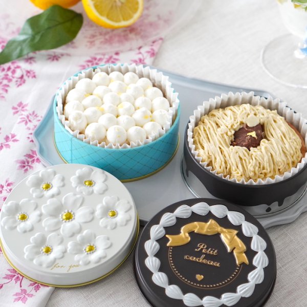 画像1: 幸せの缶ケーキ(国産レモンチーズケーキタルト＆熟成和栗のモンブラン)【２缶セット】 (1)